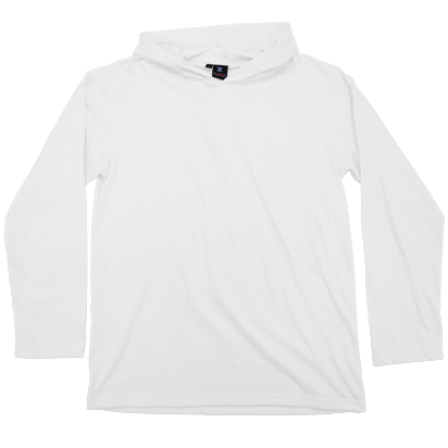 The hooded long sleeve shirt has the custom slim cut.

The hood is both piratical and a popular fashion.

Please consider, the hood hangs down the back of the shirt 30cms, so your own custom printing is only visible when the hood is worn in the upright position unless your design in below 30cms..