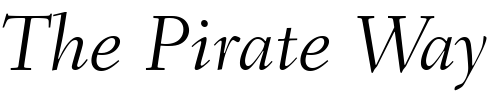 Font : FairfieldLH46-Light-Italic Custom Text : The Pirate Way Test your own text here Click to download or to view this font on a tshirt that can be custom printed in Bali