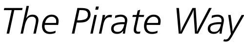 Font : Frugal-Sans-Light-Italic Custom Text : The Pirate Way Test your own text here Click to download or to view this font on a tshirt that can be custom printed in Bali