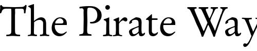 Font : GaramondOriginal-Regular Custom Text : The Pirate Way Test your own text here Click to download or to view this font on a tshirt that can be custom printed in Bali