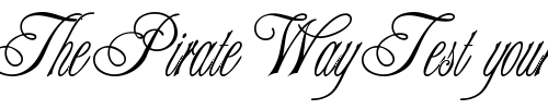 Font : ITFChampagneScript Custom Text : The Pirate Way Test your own text here Click to download or to view this font on a tshirt that can be custom printed in Bali