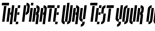 Font : QuasariaLL-BoldOblique Custom Text : The Pirate Way Test your own text here Click to download or to view this font on a tshirt that can be custom printed in Bali